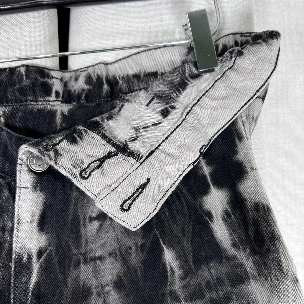 NEW! Daily Paper Huna Tie Dye Denim Skirt Shibori Black Grey Small Punk Grunge - Picture 5 of 13